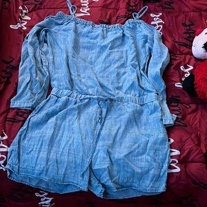 Blue Romper with sleeves